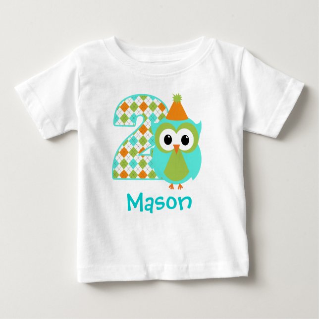 T-shirt Pour Bébé Chouette personnalisable Boy Chemise de deuxième a (Devant)