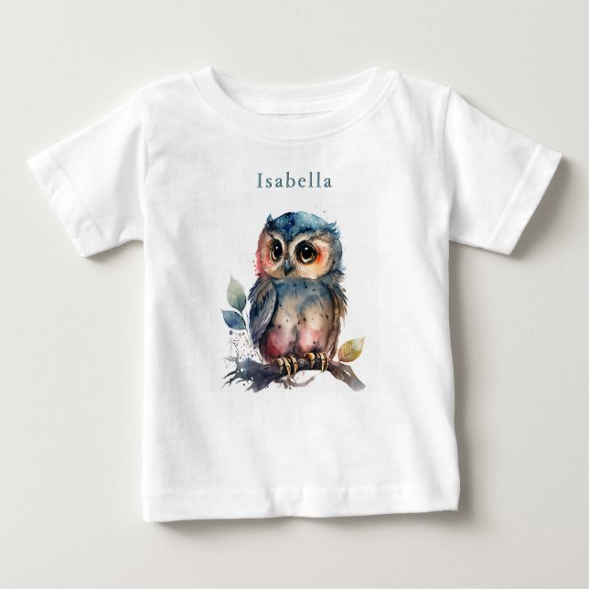 T-shirt Pour Bébé Chouette personnalisée mignonne T-shirt bébé (Devant)