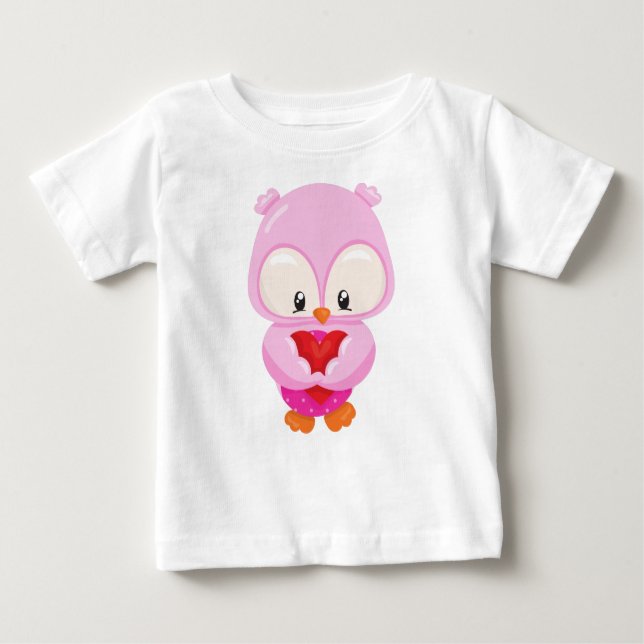 T-shirt Pour Bébé Chouette, Petite Chouette, Chouette En Amour, Coeu (Devant)