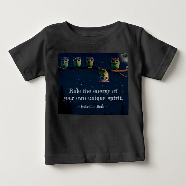 T-shirt Pour Bébé Chouette qui est différent avec un collage de devi (Devant)
