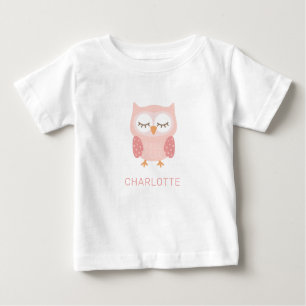 T-shirt Pour Bébé 'Chouette rose', mignon pyjama customisé