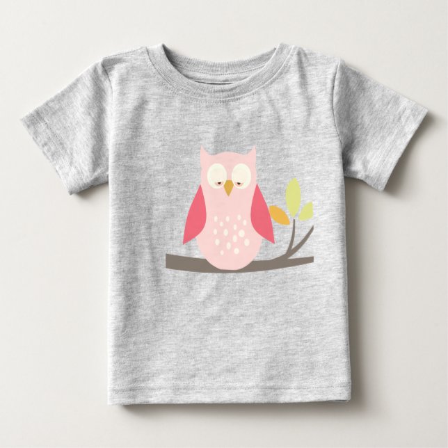 T-shirt Pour Bébé Chouette tachetée rose PixDezines (Devant)