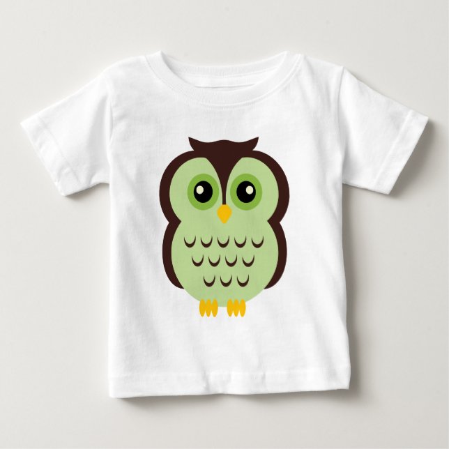 T-shirt Pour Bébé Chouette verte (Devant)