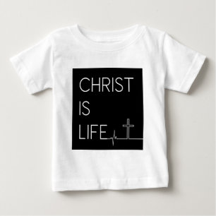 T-shirt Pour Bébé Christ est la vie Heartbeat Line et Cross