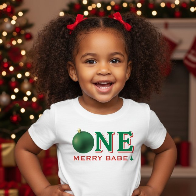 T-shirt Pour Bébé Christmas 1st Birthday Party Festive Red & Green (Christmas 1st Birthday Party Festive Red & Green Baby T-Shirt
)
