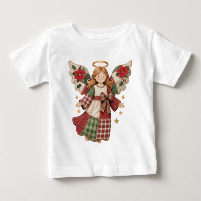 T-shirt Pour Bébé Christmas Angel with Golden Stars (Devant)