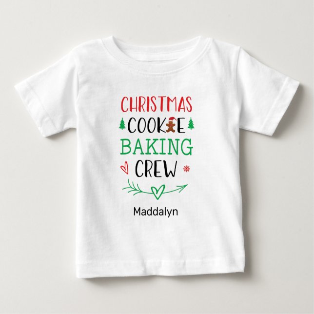 T-shirt Pour Bébé Christmas Cookie Baking Crew Nom de famille (Devant)