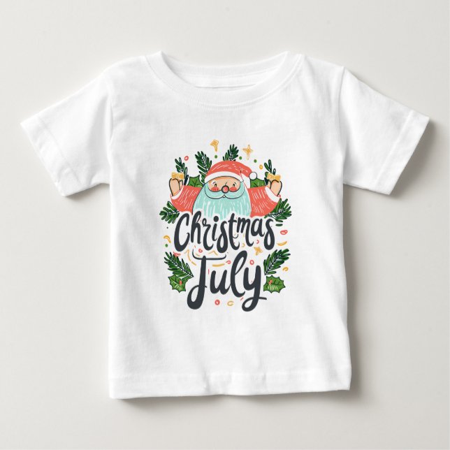 T-shirt Pour Bébé Christmas in July Fun & Festive Santa Design (Devant)