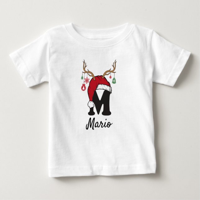 T-shirt Pour Bébé Christmas Letter Shirt For Kids (Devant)