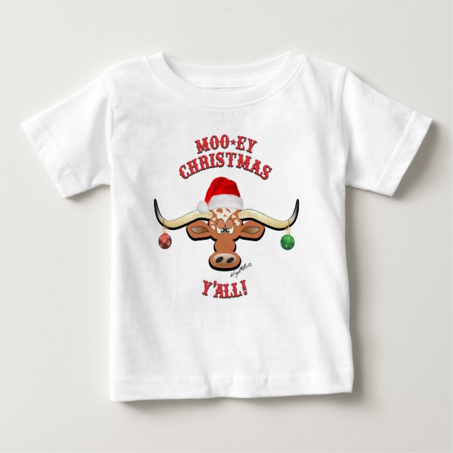 T-shirt Pour Bébé Christmas Longhorn Steer (Devant)