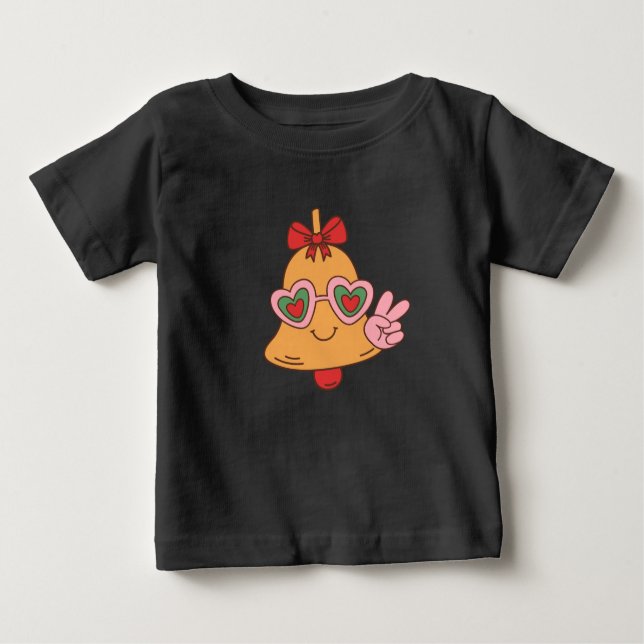 T-shirt Pour Bébé Christmas Peace Bell (Devant)