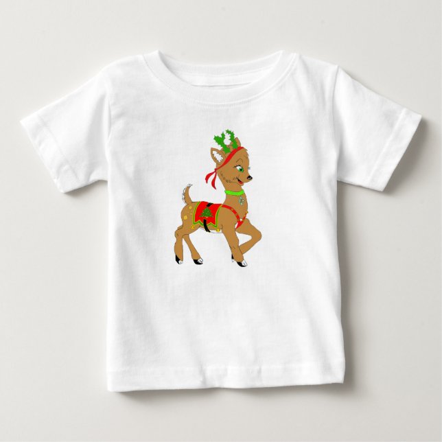 T-shirt Pour Bébé Christmas Reindeer Doe (Devant)