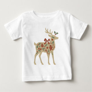 T-shirt Pour Bébé Christmas Reindeer Floral Art