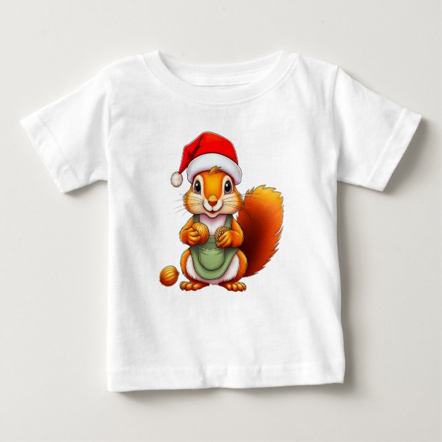 T-shirt Pour Bébé Christmas Squirrel – Holiday Design for Babies (Devant)