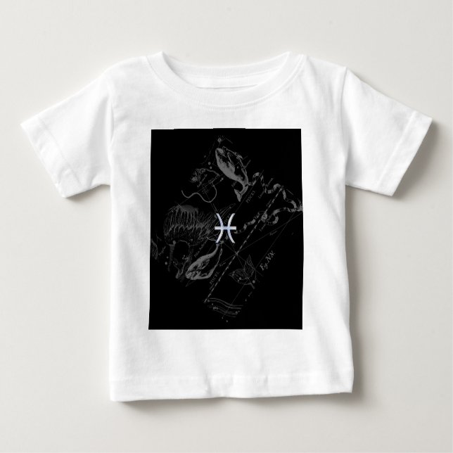 T-shirt Pour Bébé Chrome comme Pisces Zodiac Connexion Black Heveliu (Devant)
