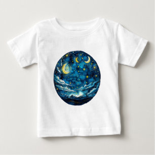 T-shirt Pour Bébé Ciel nocturne étoilé avec lunes – Enfants célestes