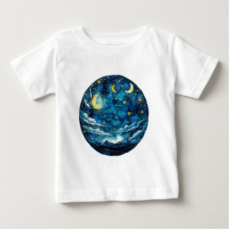 T-shirt Pour Bébé Ciel nocturne étoilé avec lunes – Enfants célestes