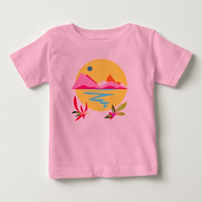T-shirt Pour Bébé Ciel rose (Devant)