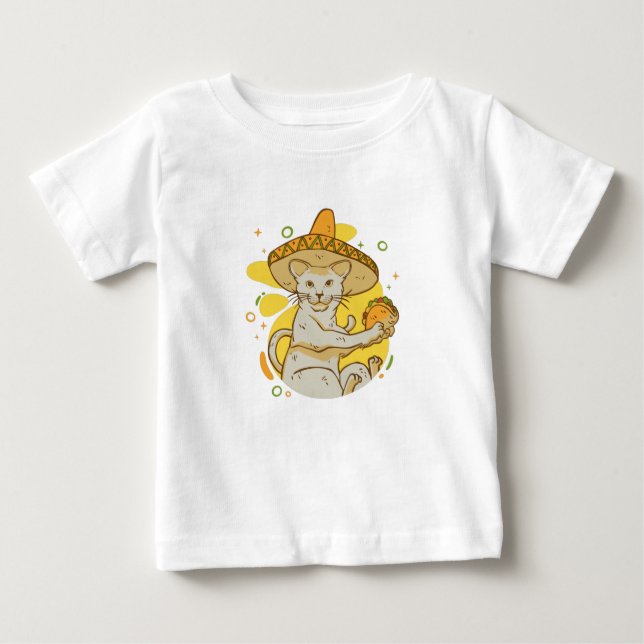 T-shirt Pour Bébé Cinco De Mayo Cat (Devant)