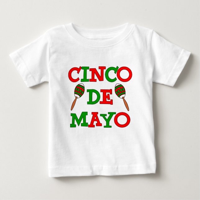 T-shirt Pour Bébé Cinco De Mayo Maracas colorés (Devant)