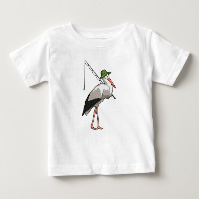 T-shirt Pour Bébé Cire à la pêche avec canne à pêche (Devant)