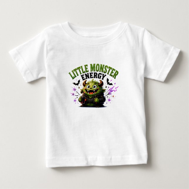 T-shirt Pour Bébé 🎃 Citation de Halloween de monstre mignon 👹 (Devant)