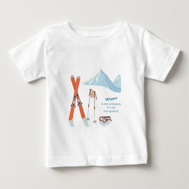 T-shirt Pour Bébé Citation de ski d'hiver – Conception d'aventure en (Devant)