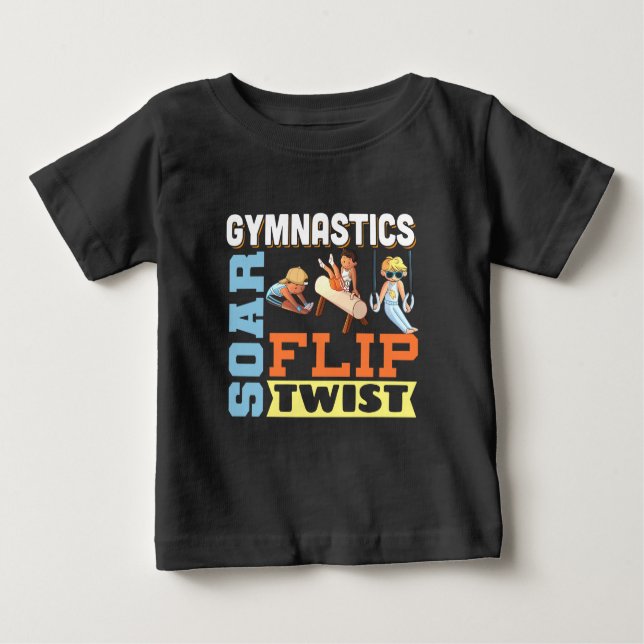 T-shirt Pour Bébé Citation Gymnastique Garçons - Tourner Tourner (Devant)