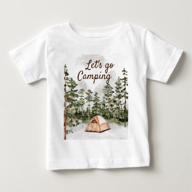T-shirt Pour Bébé Citation personnalisée Aquarelle Camping dans la n (Devant)