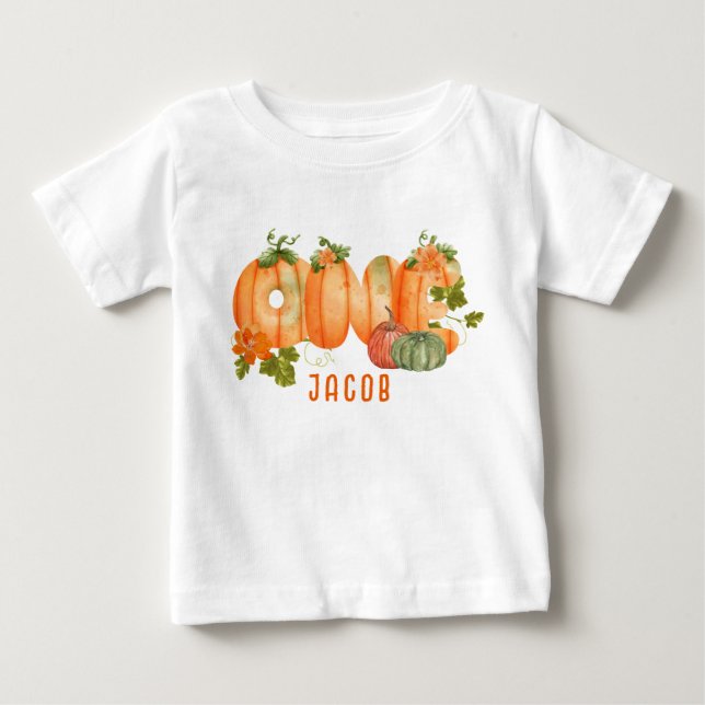 T-shirt Pour Bébé Citrouille aquarelle mignonne 1er anniversaire Cit (Devant)
