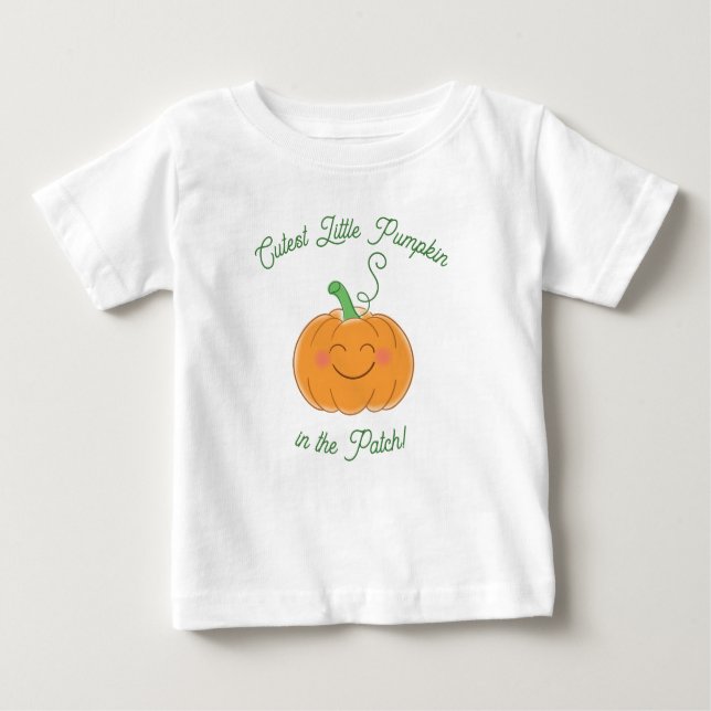T-shirt Pour Bébé Citrouille Baby shower mignon automne (Devant)