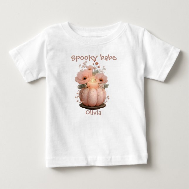 T-shirt Pour Bébé Citrouille bébé éffrayant pour filles (Devant)