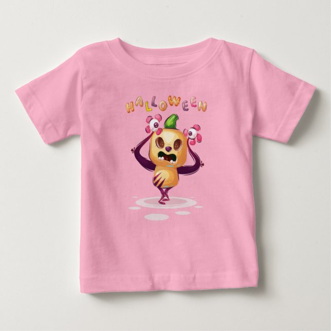 T-shirt Pour Bébé Citrouille chilien mignon Halloween Monster Toddle (Devant)