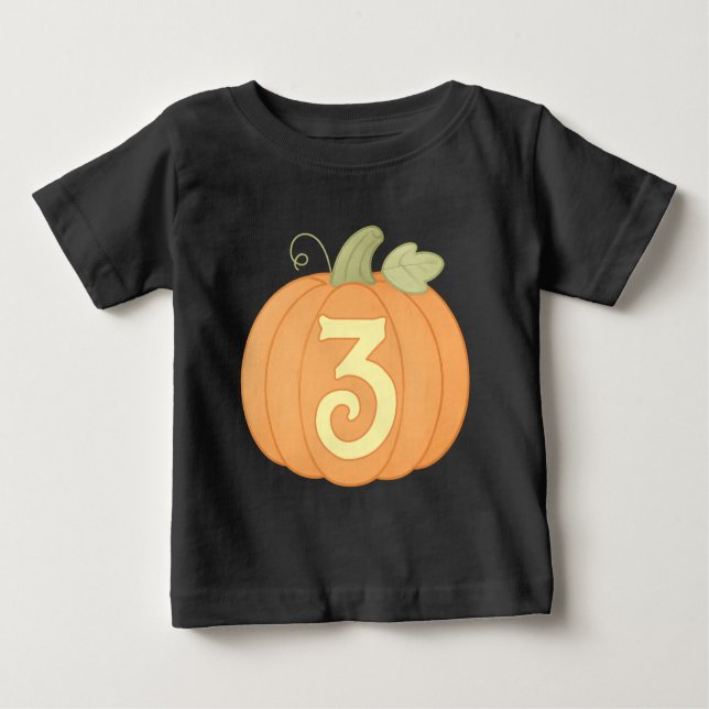 T-shirt Pour Bébé Citrouille d'automne mignon 3e anniversaire | Fête (Devant)