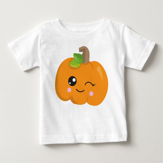 T-shirt Pour Bébé Citrouille D'Halloween, Citrouille Éclairé, Trick  (Devant)