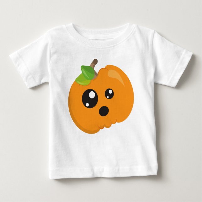 T-shirt Pour Bébé Citrouille D'Halloween, Citrouille Orange, Tricot  (Devant)