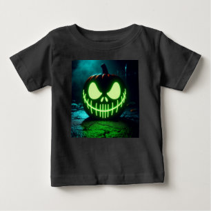 T-shirt Pour Bébé citrouille d'Halloween vert éffrayant