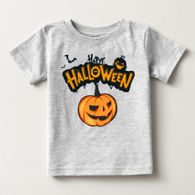 T-shirt Pour Bébé Citrouille éffrayant Halloween heureux (Devant)