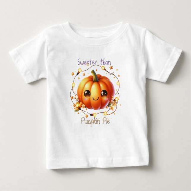T-shirt Pour Bébé Citrouille Fleur sauvage Automne Aquarelle Anniver (Devant)