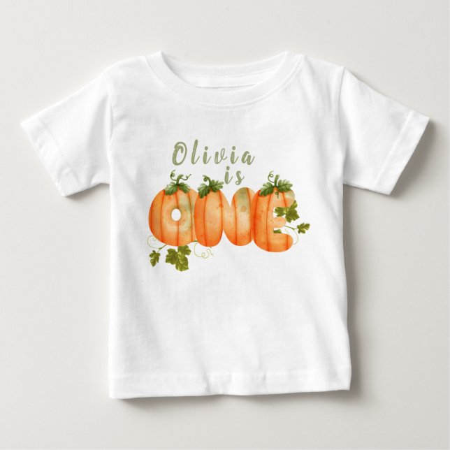 T-shirt Pour Bébé Citrouille floral 1er anniversaire automne (Devant)