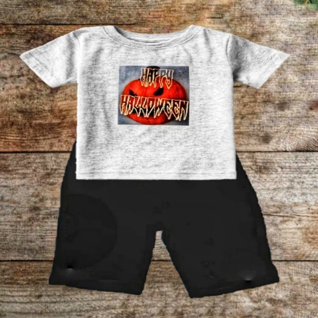 T-shirt Pour Bébé Citrouille Grin (Check out this cute Pumpkin Grin Toddler's T-Shirt, in time for Halloween!)
