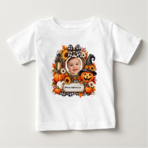 T-shirt Pour Bébé Citrouille Halloween personnalisée à l'aquarelle