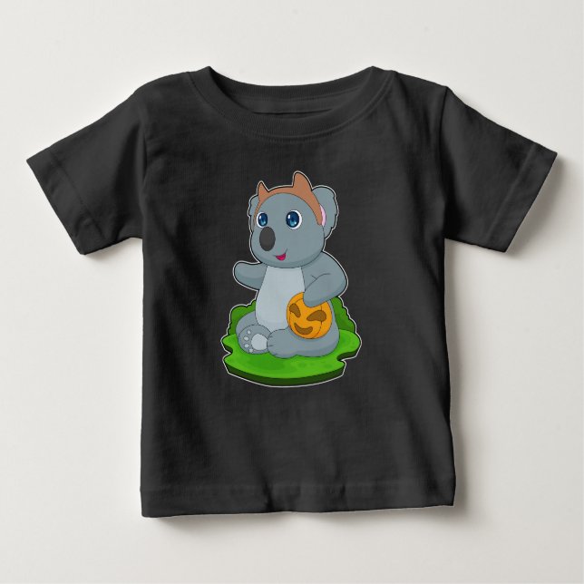 T-shirt Pour Bébé Citrouille Koala Halloween (Devant)