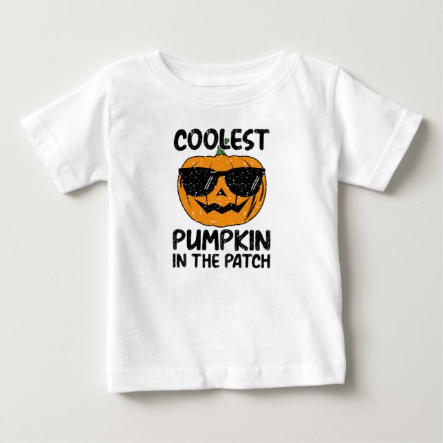 T-shirt Pour Bébé Citrouille le plus froid dans le patch, Halloween (Devant)