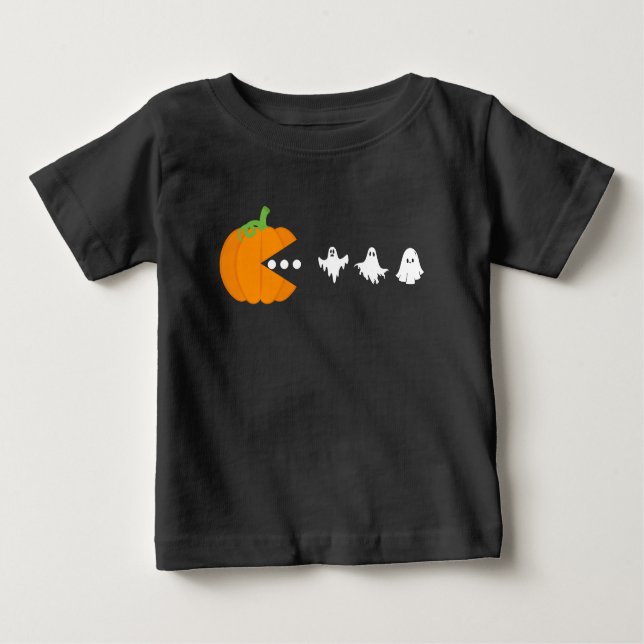 T-shirt Pour Bébé Citrouille Manger Ghost Gamer Halloween Hommes Fem (Devant)