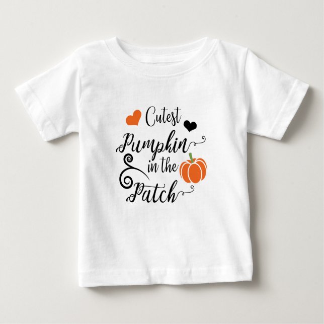 T-shirt Pour Bébé citrouille mignon dans le patch (Devant)