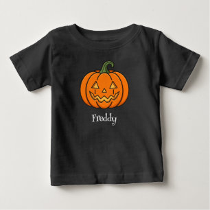 T-shirt Pour Bébé Citrouille Orange Nom Neutre de Genre Halloween