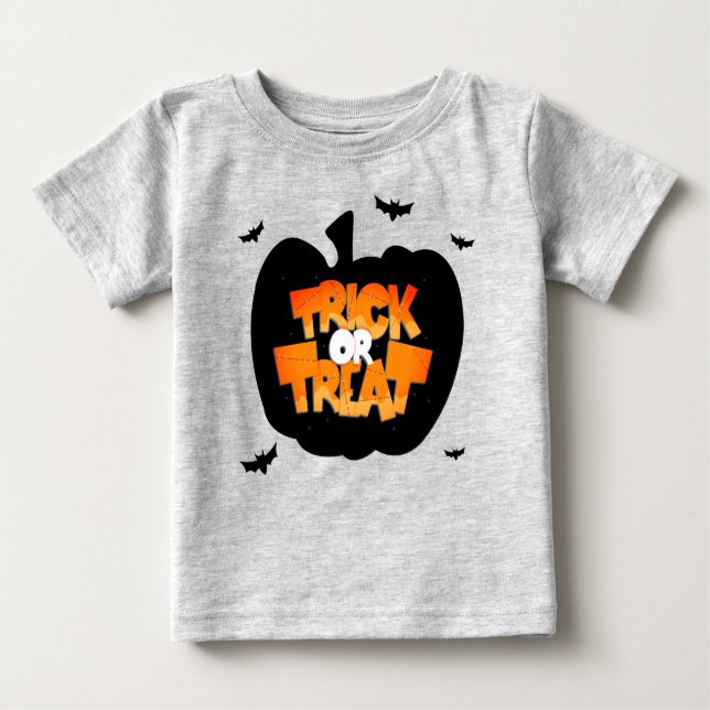 T-shirt Pour Bébé Citrouille Trick ou Traitez Happy Halloween Toddle (Devant)