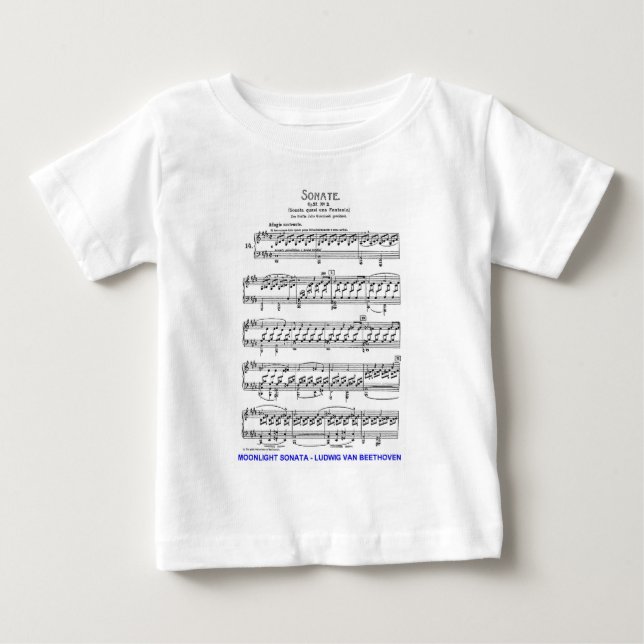 T-shirt Pour Bébé Clair de Lune-Sonate-Ludwig-Beethoven (Devant)