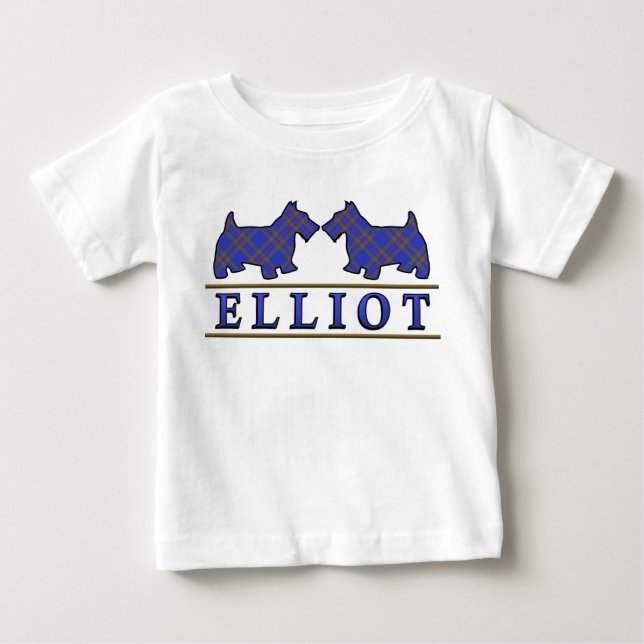 T-shirt Pour Bébé Clan Elliot Scottie Dogs Clan Tartan (Devant)